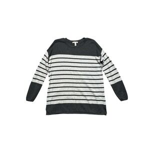 Orvis Striped Crewneck Sweater Silk Cashmere Blend Womens Small Gray Pullover